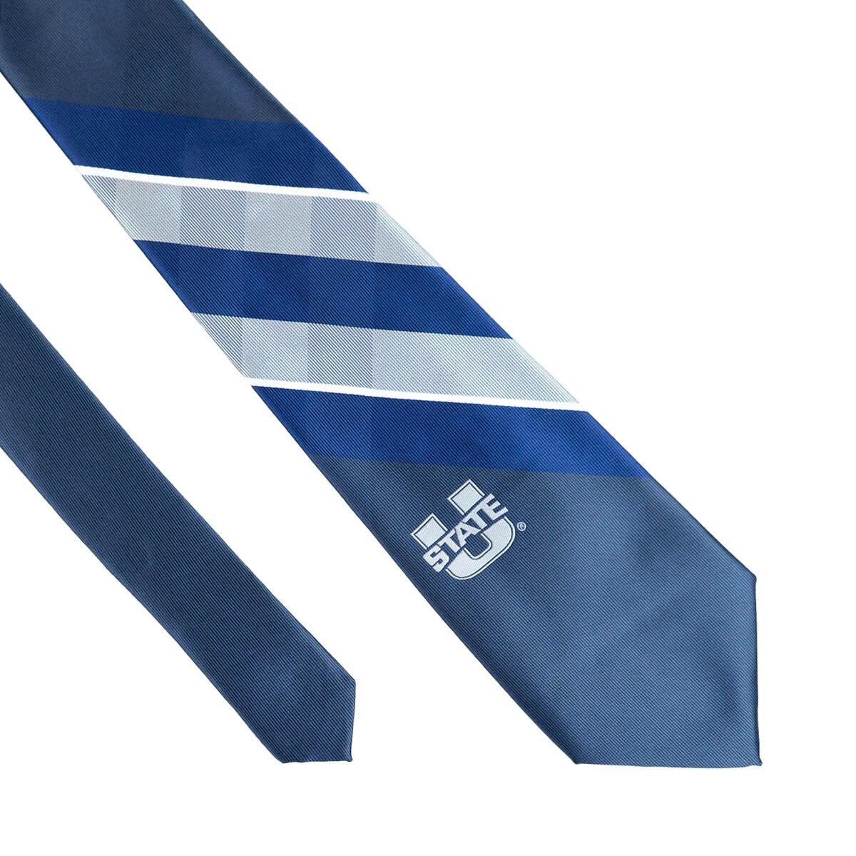 U-State grid stripe pattern navy neck tie